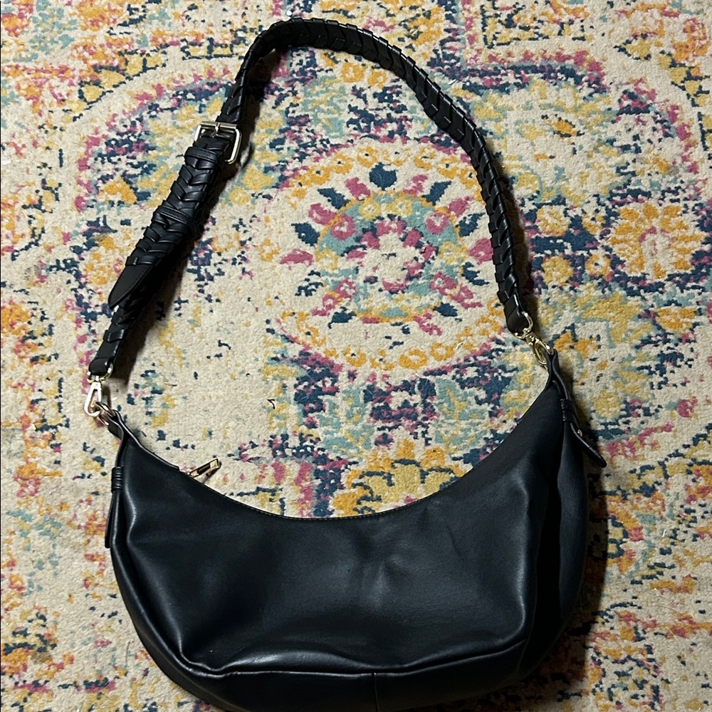 Jules Kae Zola Vegan Leather‎ Black Women's Crescent Shoulder Bag